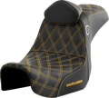 Pro Series SDC Performance Seat - w/ Backrest - Gold Stitch - Dyna '06-'17