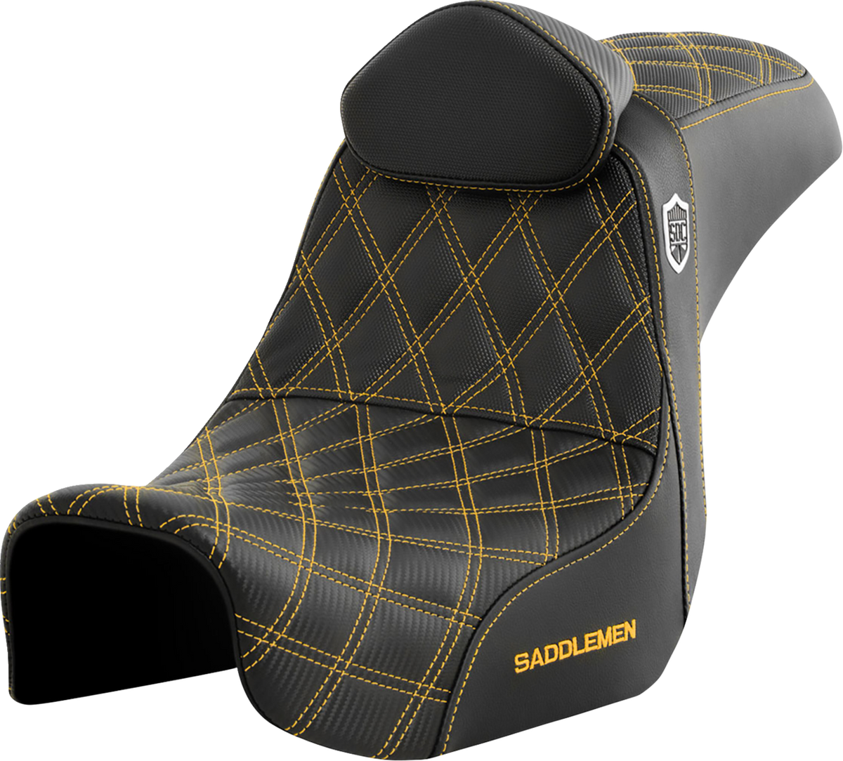 Pro Series SDC Performance Seat - w/ Backrest - Gold Stitch - Dyna '06-'17