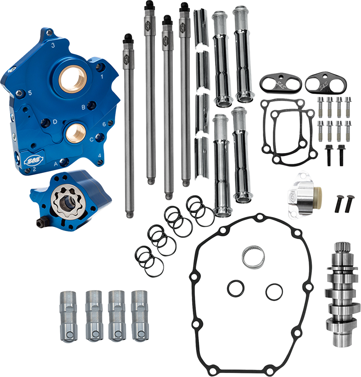 Cam Chest Kit - Water Cooled - Chain Drive - 496 Cam - Chrome Pushrod Tubes - M8