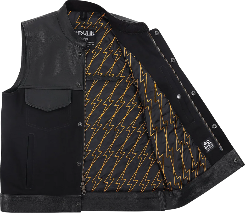 Kanan Leather/Denim Riding Vest - Black - XL