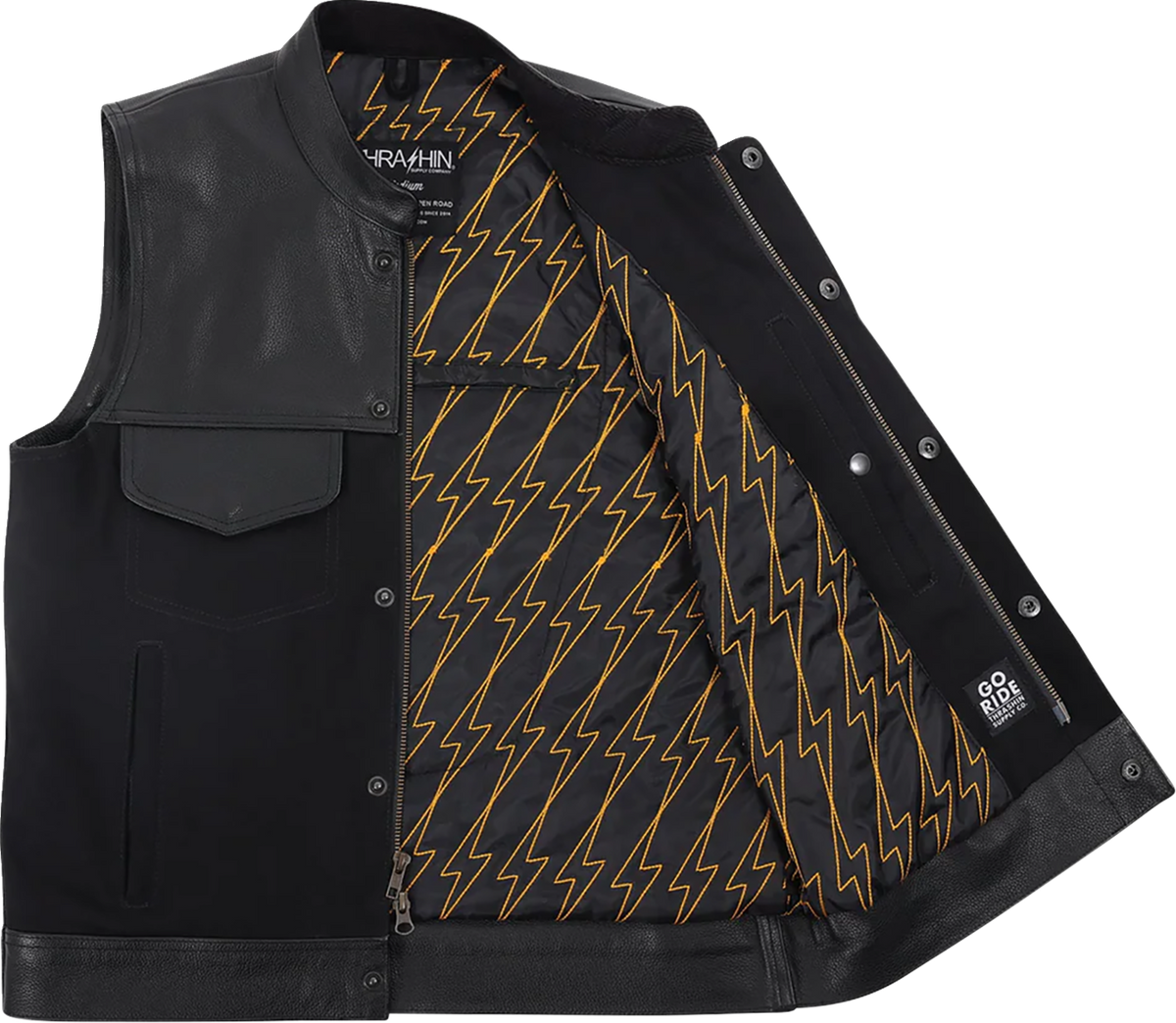 Kanan Leather/Denim Riding Vest - Black - 2XL