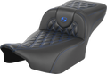 Roadsofa™ Extended Reach Seat - without Backrest - Lattice Stitch - Blue Stitch - FLTR/FLHX '23-'24