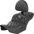 Roadsofa™ Extended Reach Seat - with Backrest - Lattice Stitch - Silver Stitch - FLTR/FLHX '23-'24