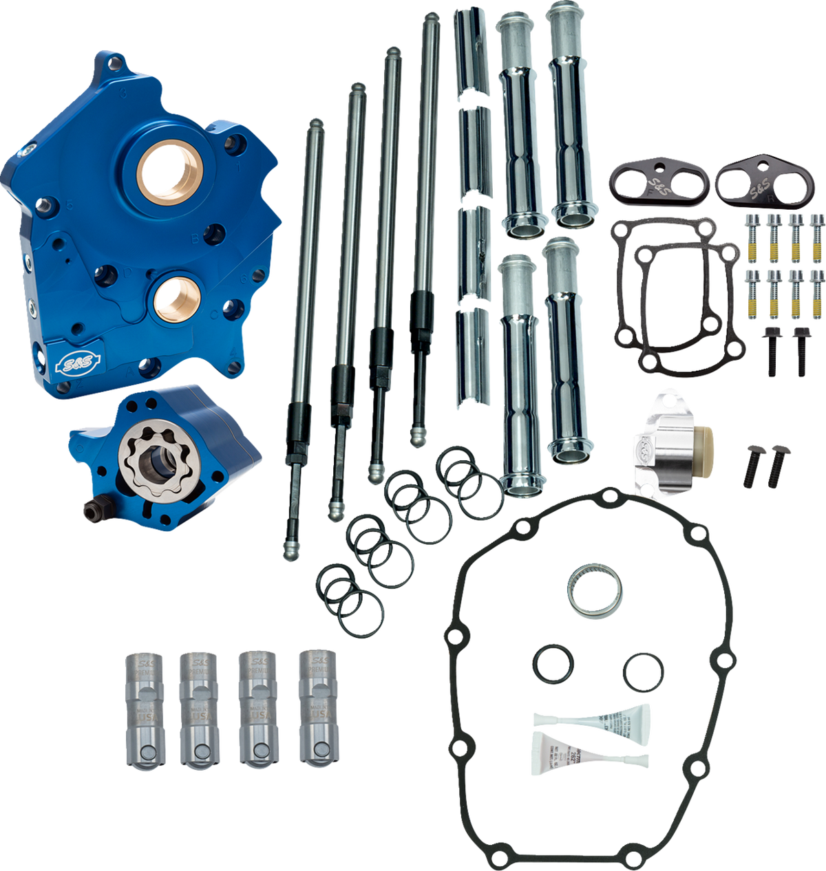 Cam Chest - Water Cooled - Chain Drive - Chrome Pushrod Tubes - M8