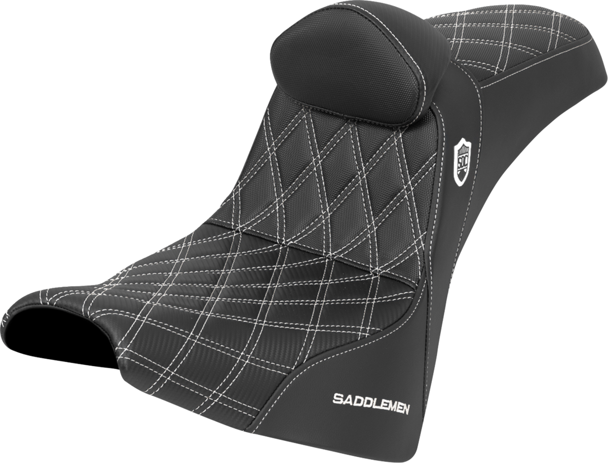 Pro Series SDC Performance Seat - w/ Backrest - White Stitch - Gripper - FXBB/FXST '18-'25