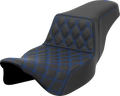 Step-Up Seat - Front Lattice Stitch - Blue Stitch - Extended Reach - FLH/FLT '08-'23