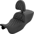 Roadsofa™ Extended Reach Seat - with Backrest - Carbon Fiber Lattice Stitch - FLRT/FLTRT '15-'25