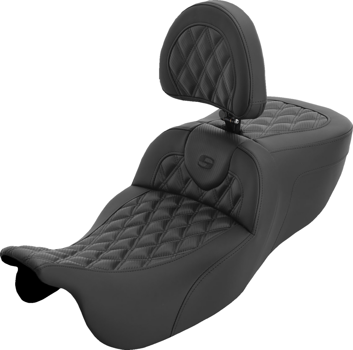 Roadsofa™ Extended Reach Seat - with Backrest - Carbon Fiber Lattice Stitch - FLRT/FLTRT '15-'25