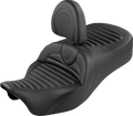 Roadsofa™ King Seat - With Backrest - Tuck-n-Roll - Black Stitch - FLH/FLT '08-'25