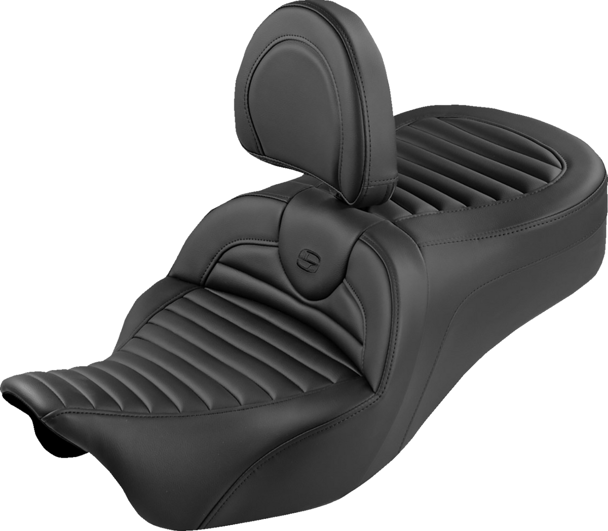 Roadsofa™ King Seat - With Backrest - Tuck-n-Roll - Black Stitch - FLH/FLT '08-'25