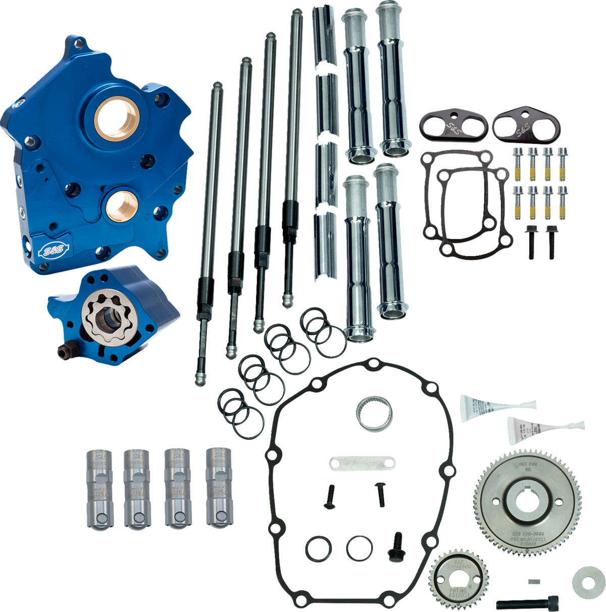Cam Chest - Water Cooled - Gear Drive - Chrome Pushrod Tubes - M8