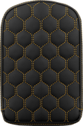 RoadSofa™ Sissy Bar Pad - Honeycomb - Gold Stitching