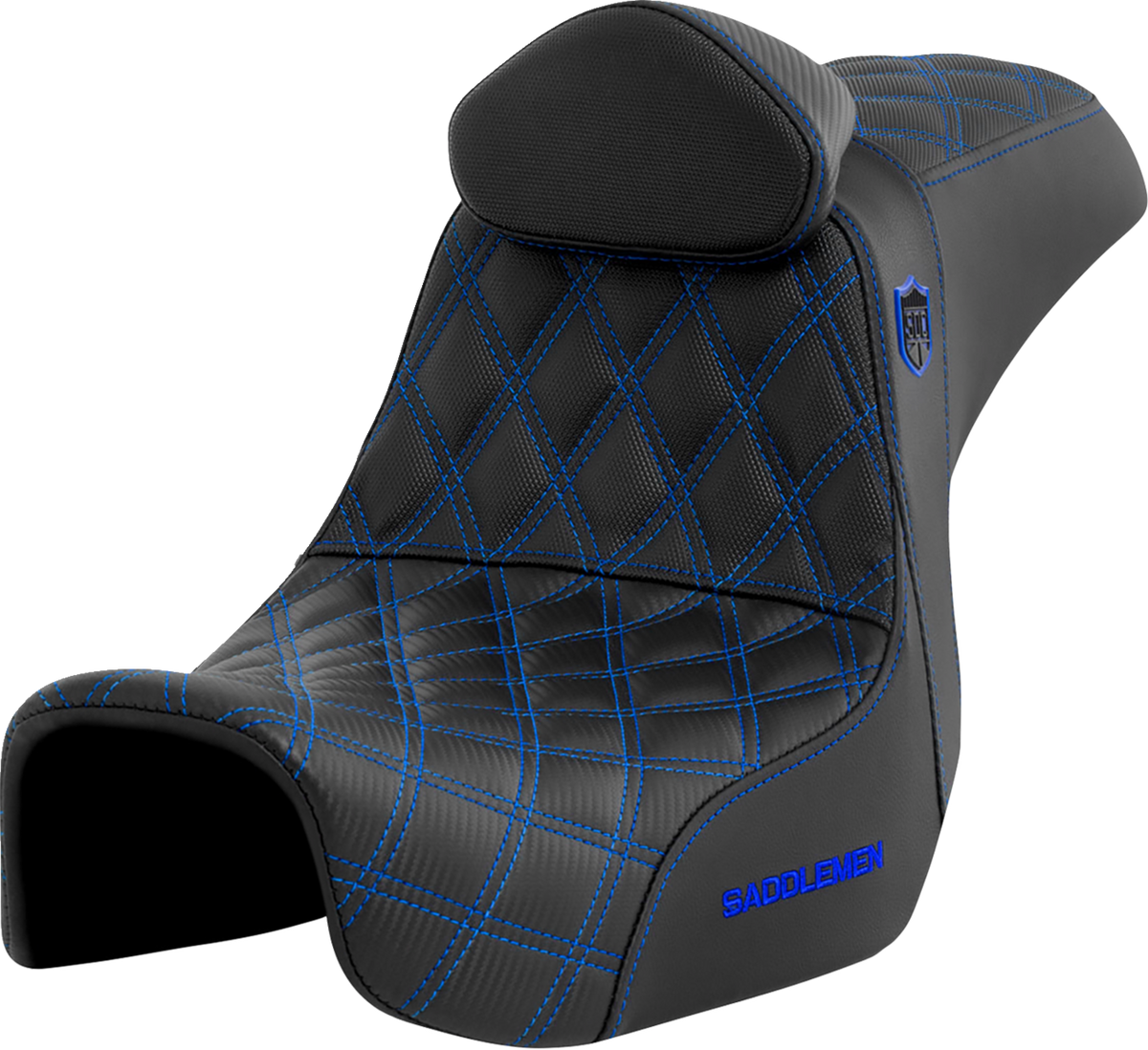 Pro Series SDC Performance Seat - w/ Backrest - Blue Stitch - Dyna '06-'17