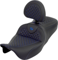 Roadsofa™ Seat - Dragon Scale - Blue Stitch - with Backrest - Touring '08-'25