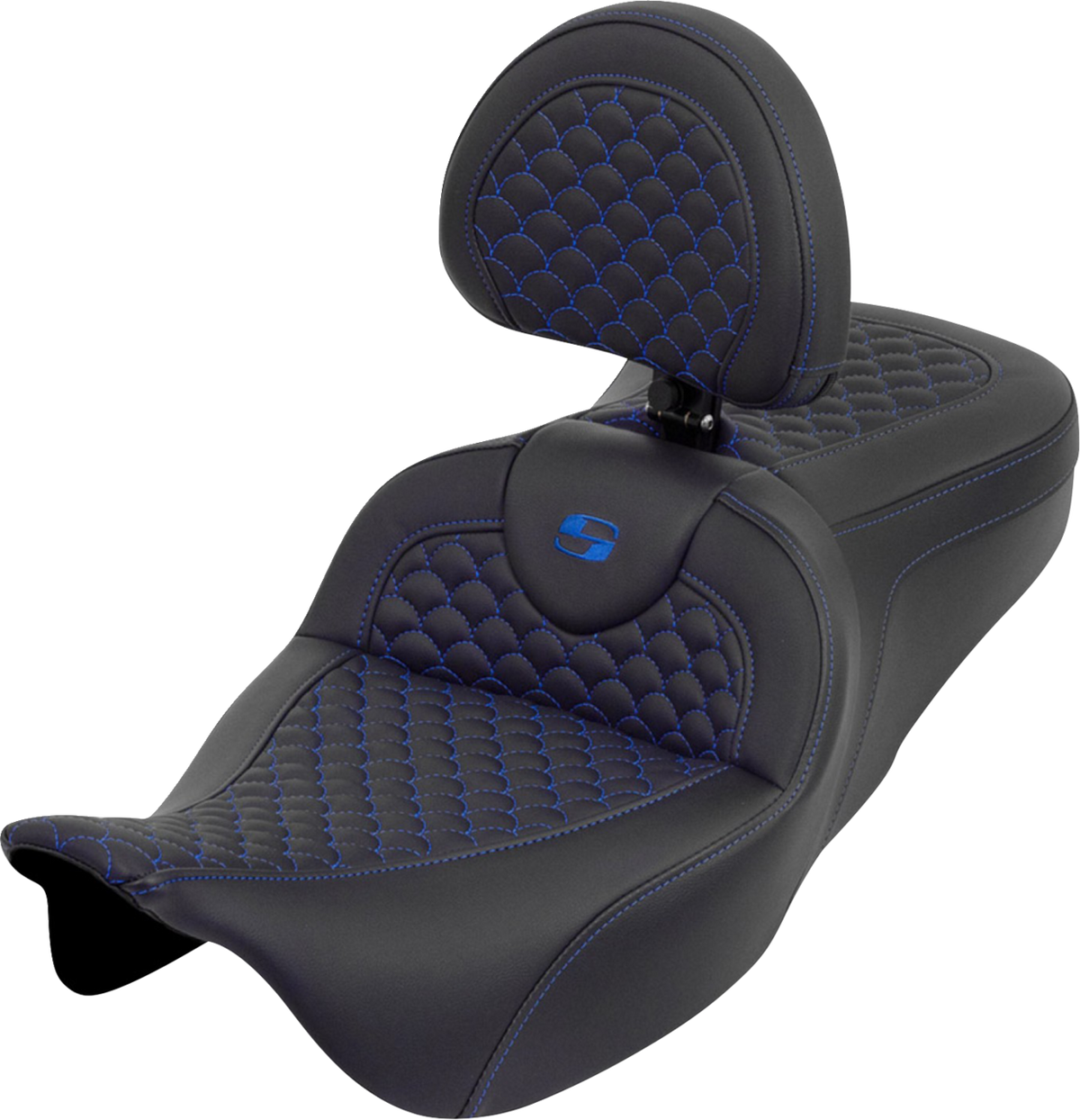 Roadsofa™ Seat - Dragon Scale - Blue Stitch - with Backrest - Touring '08-'25