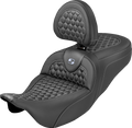 Extended Reach RoadSofa™ Seat - Honeycomb - Silver Stitch - with Backrest - FLH/FLT '08-'25