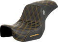 Pro Series SDC Performance Seat - Carbon Fiber/Lumbar Gripper - Gold Stitch - Dyna '06-'17