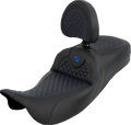 Extended Reach Roadsofa™ Seat - Dragon Scale - Blue Stitch - with Backrest - Touring '08-'25