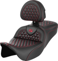 RoadSofa™ Seat - Honeycomb - Red Stitch - with Backrest - FLH/FLT '08-'23