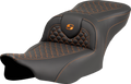 Roadsofa™ Seat - Dragon Scale Stitch - Orange Stitch - w/o Backrest - FLTR/FLHX '23-'24