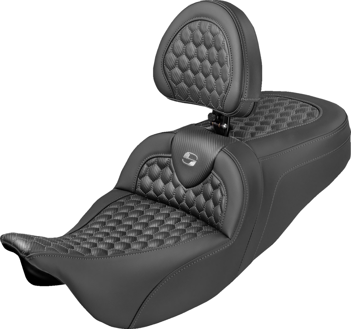 Extended Reach RoadSofa™ Seat - Honeycomb - Gray Stitch - with Backrest - FLH/FLT '08-'25