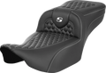 Roadsofa™ Extended Reach Seat - without Backrest - Honeycomb - White Stitch - FLTR/FLHX '23-'24