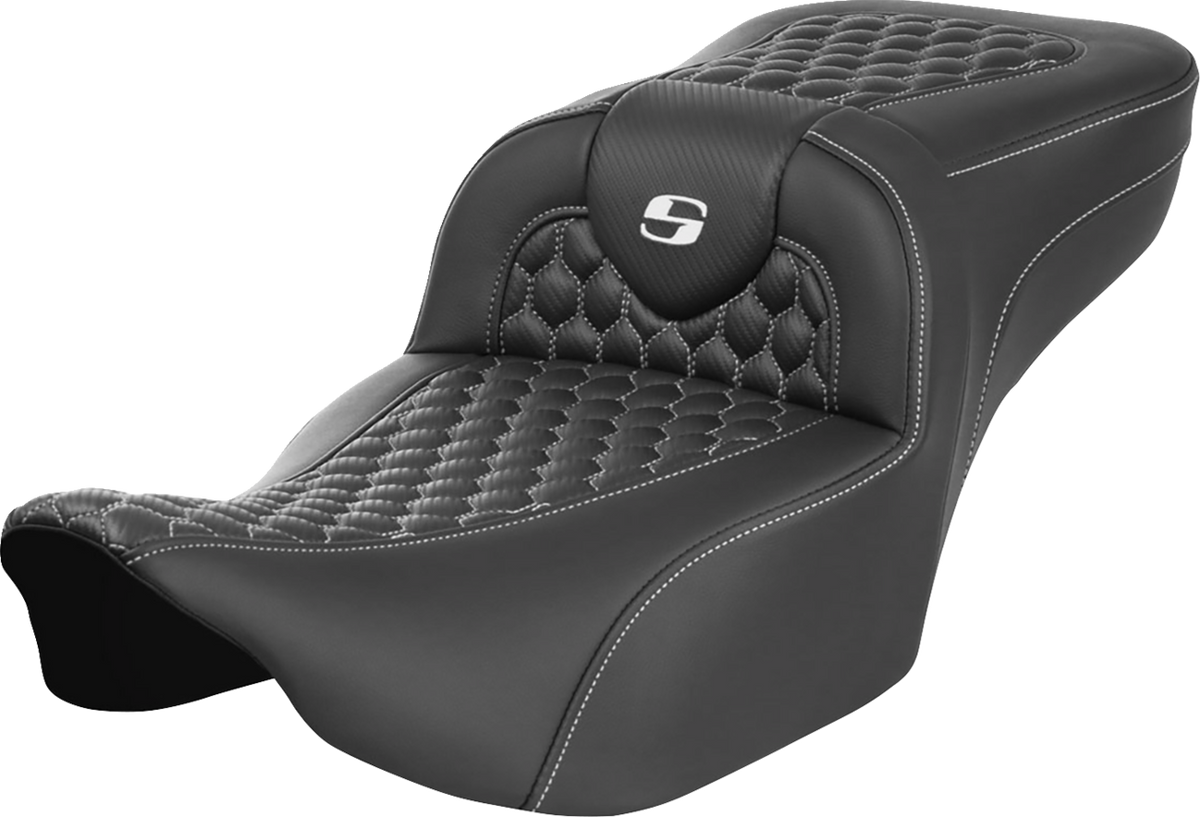 Roadsofa™ Extended Reach Seat - without Backrest - Honeycomb - White Stitch - FLTR/FLHX '23-'24