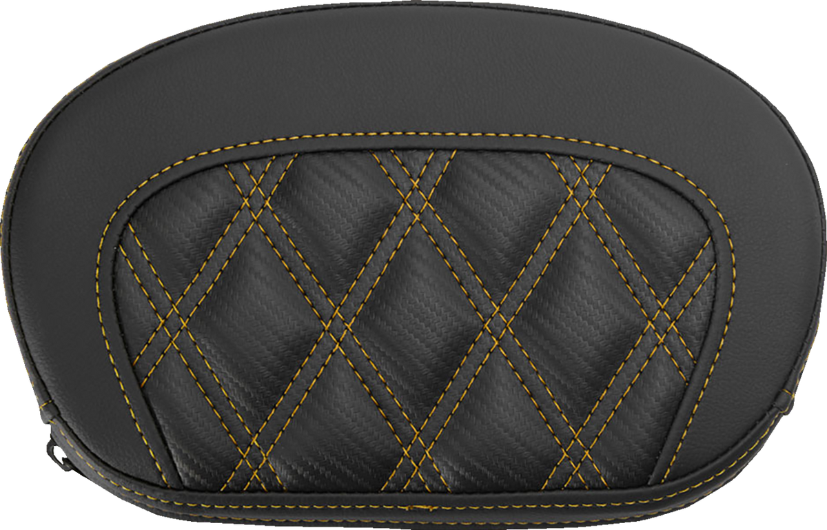 Mini Contour Sissy Bar Pad - Lattice Stitch - Carbon Fiber - Gold Stitch
