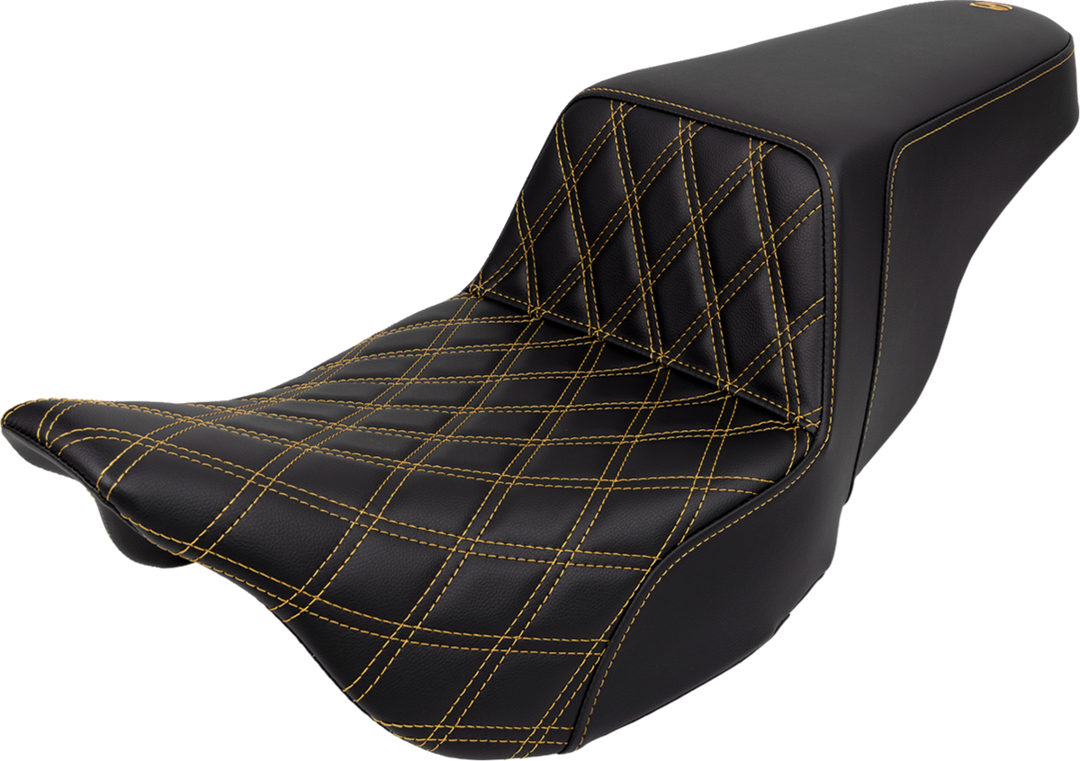 Step-Up Seat - Front Lattice Stitch - Gold Stitch - FLH/FLT '08-'23