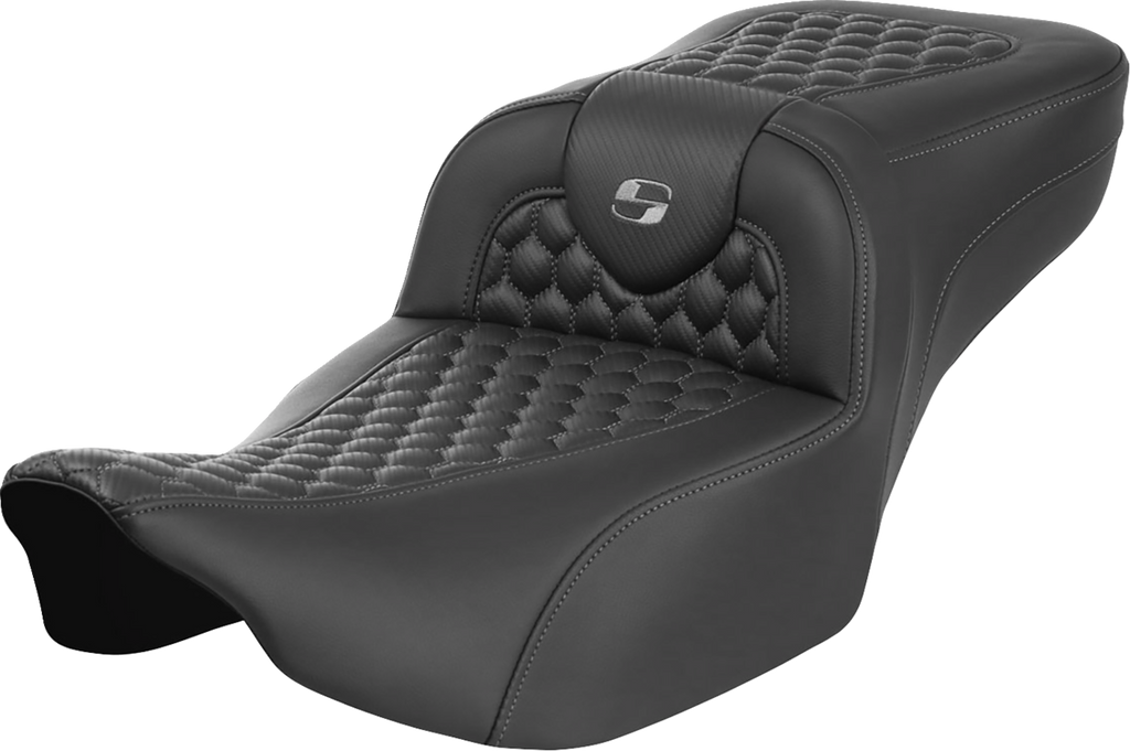 Roadsofa™ Extended Reach Seat - without Backrest - Honeycomb - Dark Gray Stitch - FLTR/FLHX '23-'24
