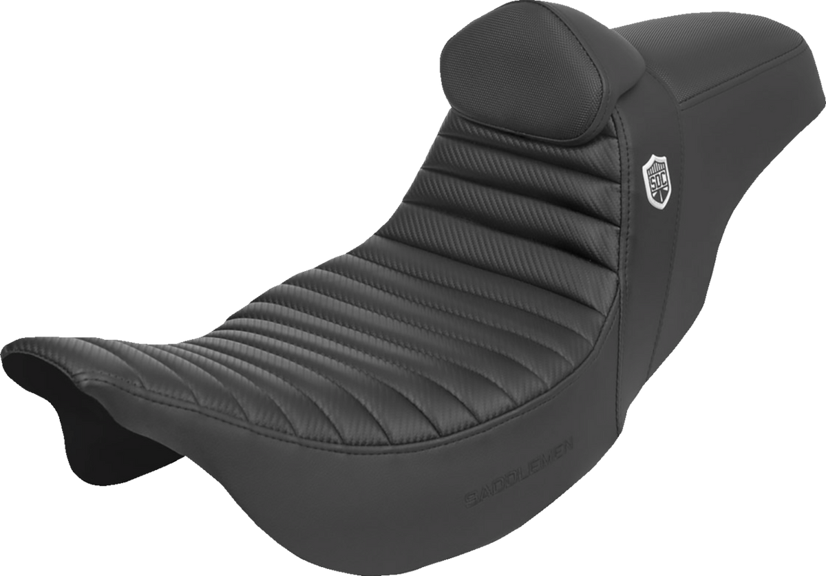 Pro Series SDC Performance Seat - w/ Backrest - Tuck-n-Roll/Carbon Fiber - Gripper - FLH/FLT '08-'23