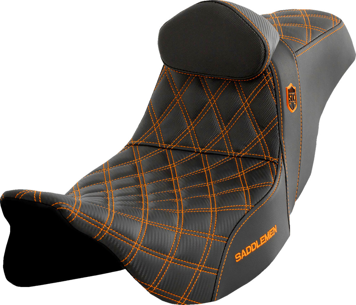 Pro Series SDC Performance Seat - w/ Backrest - Orange Stitch - FLH/FLT '08-'25