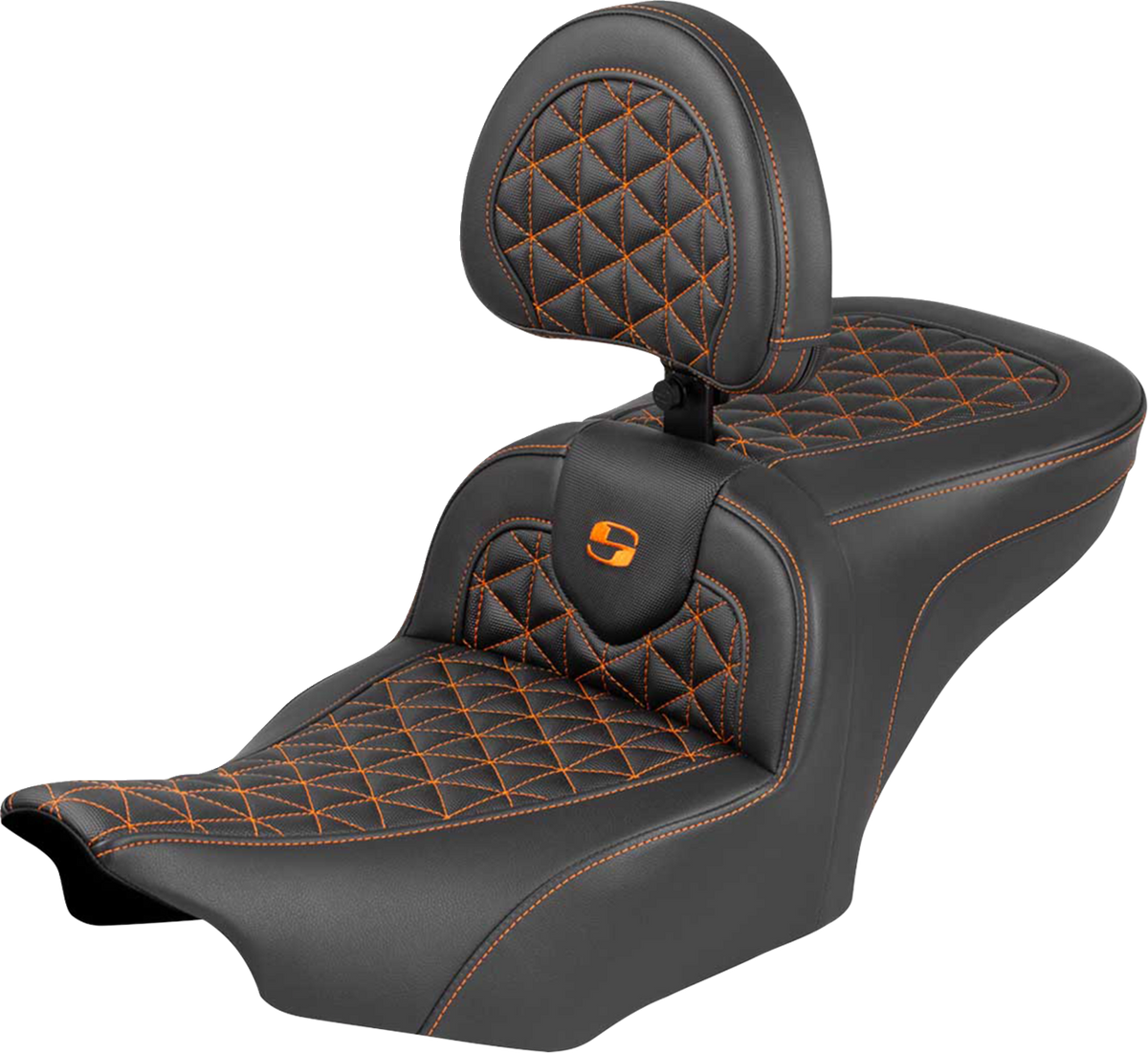 Roadsofa™ Seat - with Backrest - Orange Stitch - FLH/FLT '23-'25