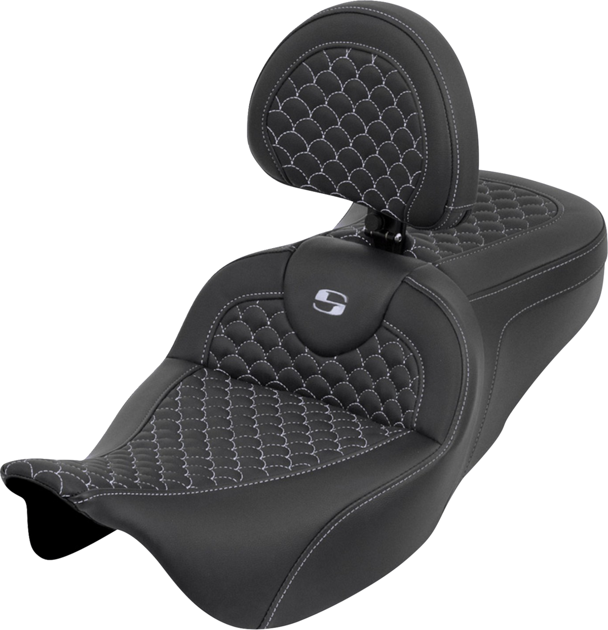 Roadsofa™ Seat - Dragon Scale - Silver Stitch - with Backrest - Touring '08-'25