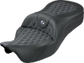 Roadsofa™ King Seat - Without Backrest - Lattice Stitch - Silver Stitch - FLH/FLT '08-'25