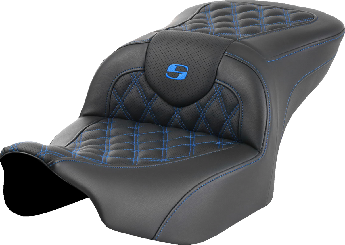 Roadsofa™ Seat - without Backrest - Blue Lattice Stitch - FLTR/FLHX '23-'24