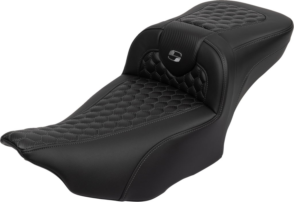 Roadsofa™ Extended Reach Seat - with Backrest - Honeycomb - Dark Gray Stitch - FLTR/FLHX '23-'24