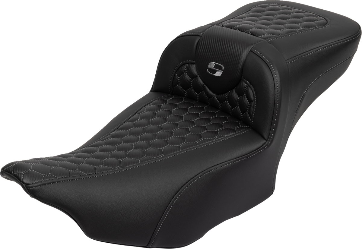 Roadsofa™ Extended Reach Seat - with Backrest - Honeycomb - Dark Gray Stitch - FLTR/FLHX '23-'24