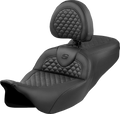 Roadsofa™ Seat - Dragon Scale Stitch - Black Stitch - w/ Backrest - FLH/FLT '08-'24