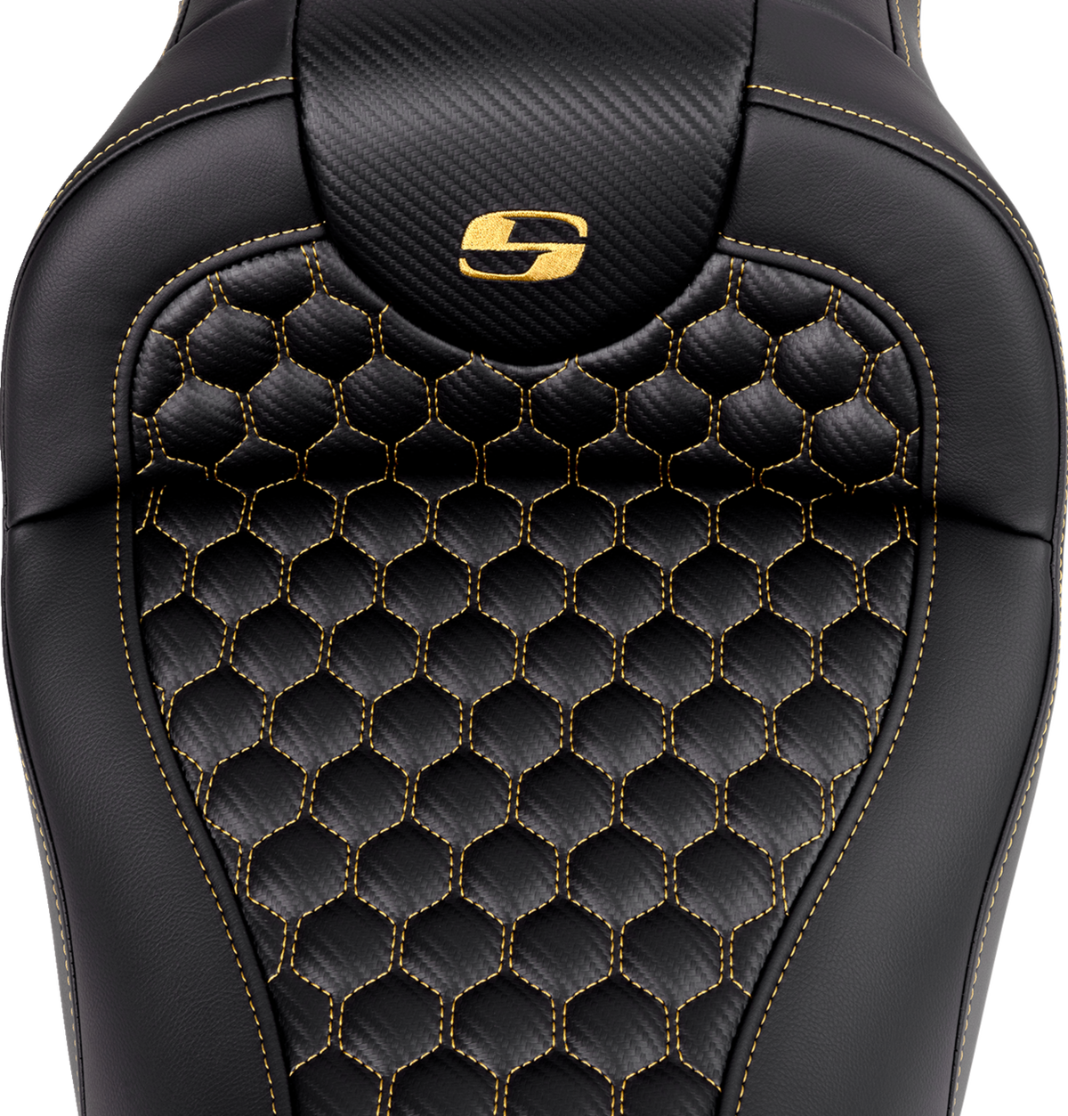 RoadSofa™ Seat - Honeycomb - Gold Stitch - without Backrest - FLH/FLT '08-'23