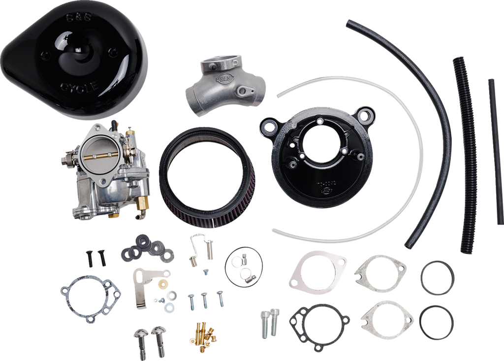 Super E Carburetor with Stealth Air Cleaner Kit - Gloss Black - Evolution Big Twin