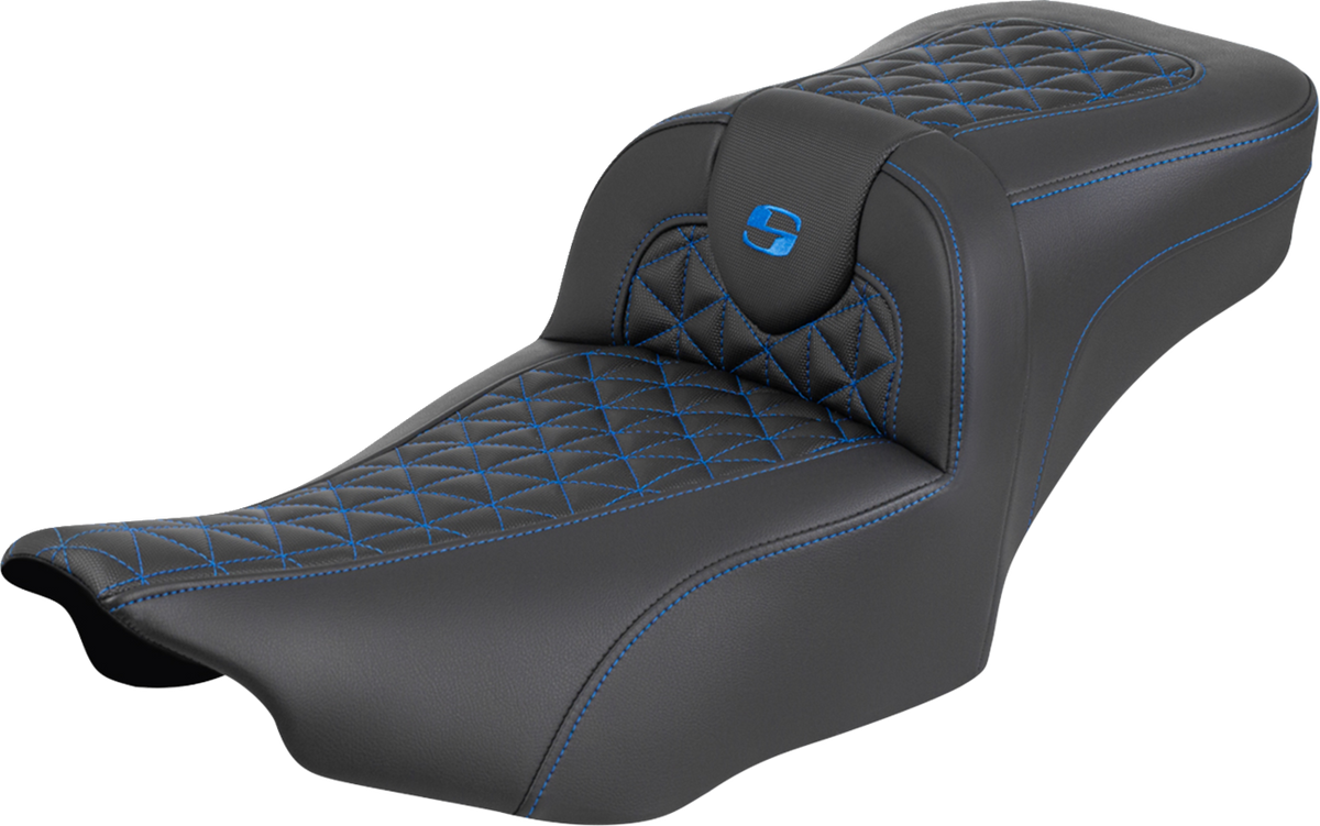 Roadsofa™ Extended Reach Seat - without Backrest - Tri-Gripper Blue Stitch - FLH/FLT '23-'25