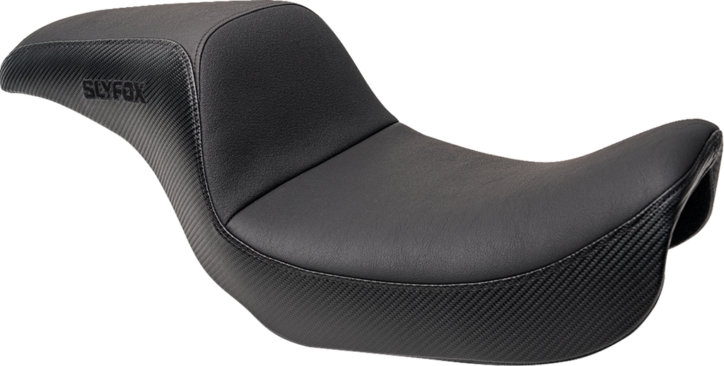 Drifter Seat - Black Logo - Black Vinyl w/ Slipstop - Carbon Fiber - Dyna '96-'03
