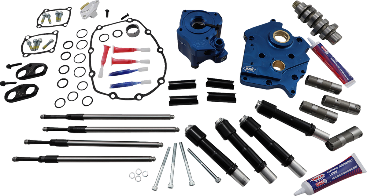 Cam Chest Kit - Water Cooled - Chain Drive - 465 Cam - Black Pushrod Tubes - M8
