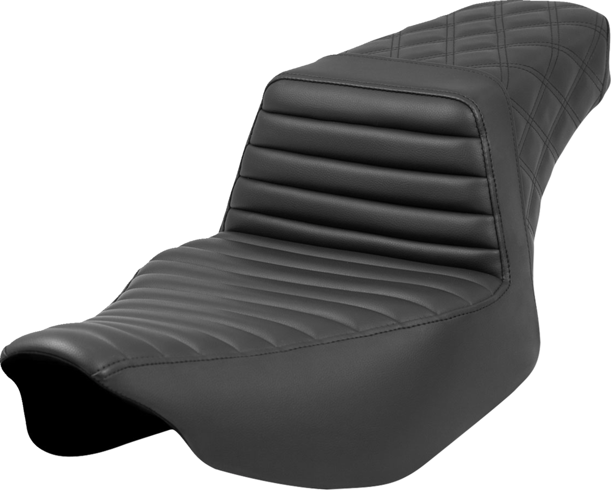 Step-Up Seat - Front Tuck-n'-Roll/Rear Lattice Stitch - Black - FL '23-'24