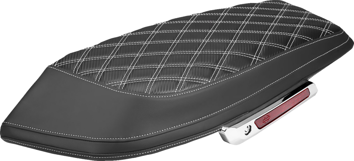 Saddlebag Lid Covers - Lattice - Carbon Fiber - White Stitch - FLH/FLT '23-'26