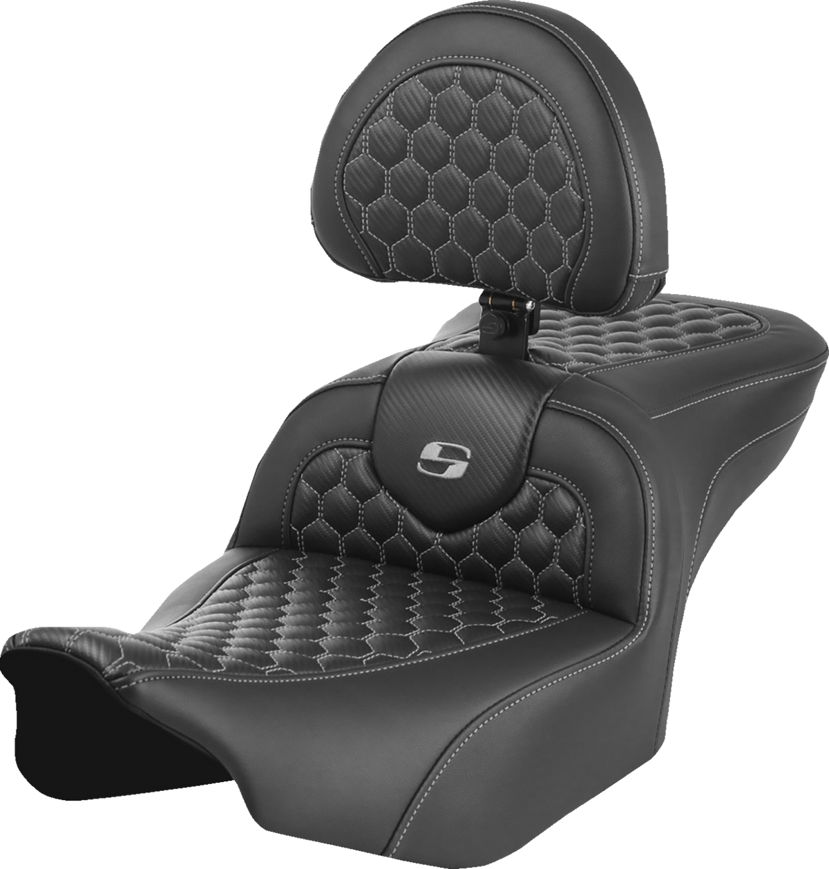 Roadsofa™ Seat - with Backrest - Honeycomb - Gray Stitch - FLTR/FLHX '23-'24