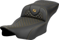 Roadsofa™ Extended Reach Seat - Dragon Scale Stitch - Gold Stitch - w/o Backrest - FLTR/FLHX '23-'24