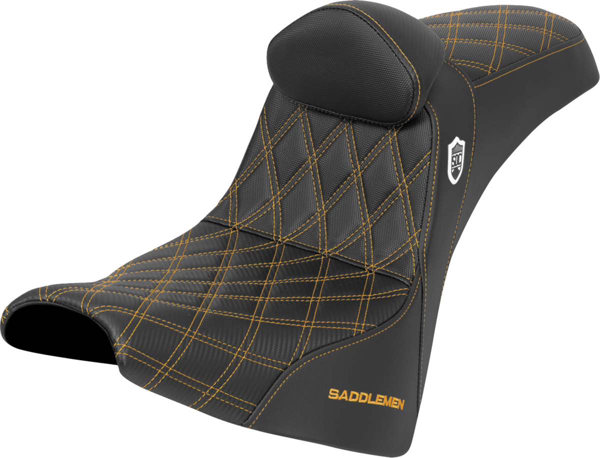 Pro Series SDC Performance Seat - w/ Backrest - Gold Stitch - Gripper - FXBB/FXST '18-'25