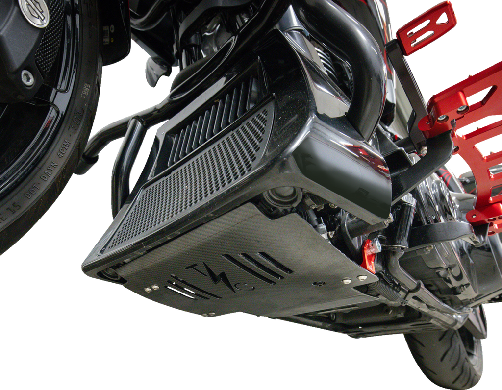 Skid Plate - Carbon Fiber/Gloss - With Red Brackets - FLHX/FLTRX